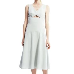 Theory Cutout A-Line Midi Dress, Sz. 4 in White Linen